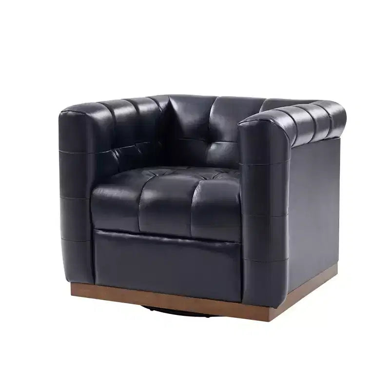 Fauteuil club pivotant en cuir véritable moderne