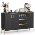 VASAGLE Buffet Cabinet with Storage Sideboard Storage Cabinet Kitchen Cabinet with Drawers Adjustable Shelf Tray Ink Black