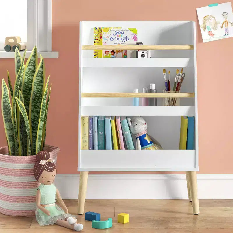 Étagère à livres pour enfants moderne, haute, à trois tablettes