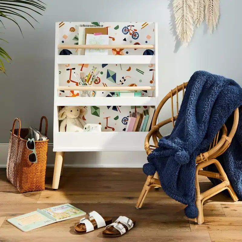 Étagère à livres pour enfants moderne, haute, à trois tablettes